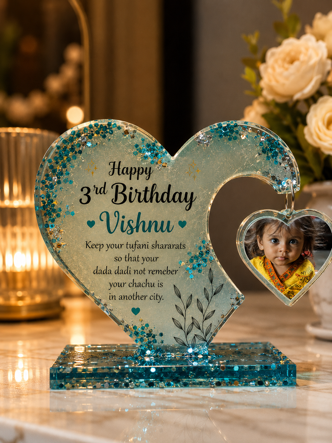 Personalized Resin Heart Photo Frame Keepsake