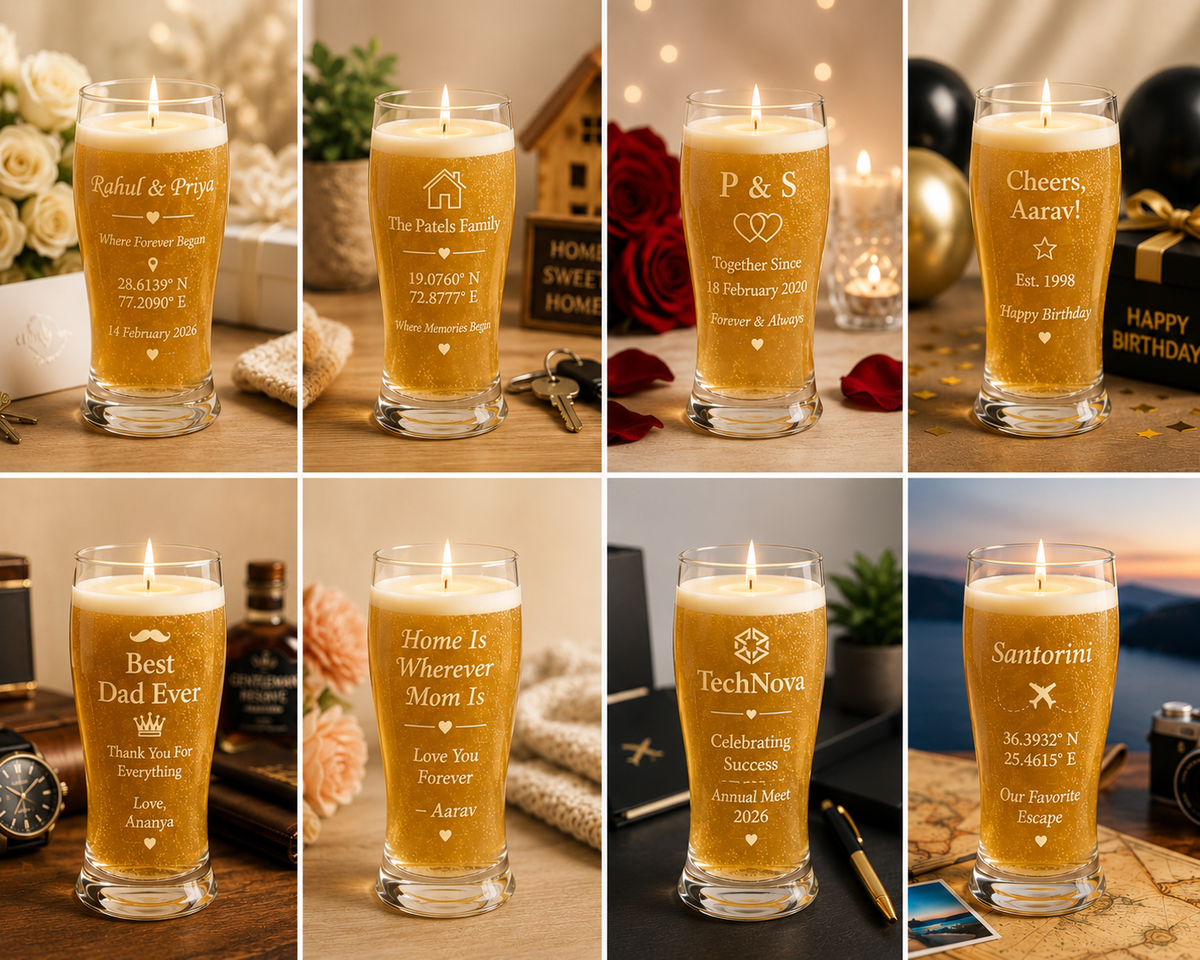 Personalized Beer Glass Candle Set of 2