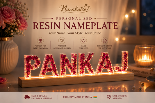 Personalized Resin LED Name Lamp with Preserved Flower Petals