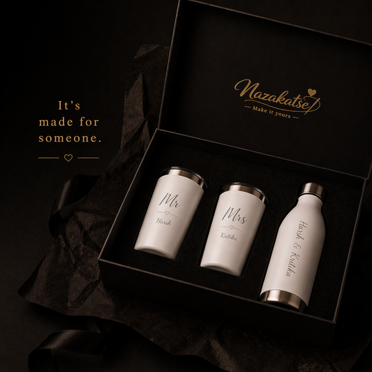 Personalized - Custom Insulated Tumblers & Water Bottle | Premium Couple Gift Box