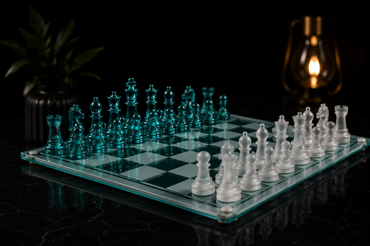 Customised Crystal Chess Set with Glass Board