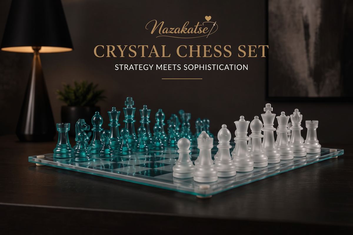 Customised Crystal Chess Set with Glass Board