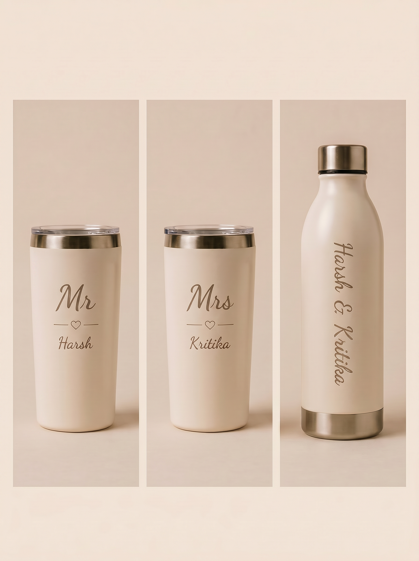 Personalized - Custom Insulated Tumblers & Water Bottle | Premium Couple Gift Box